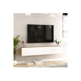 Mueble de TV de Pared moderno Blanco y Roble con 2 Cajones