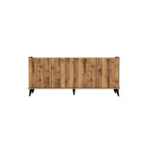 Buffet de Melamina Nogal-Negro - 182x41x82,5cm - 4 Puertas y Múltiples Estantes.