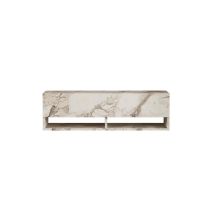Mueble TV Moderno con 1 Puerta y Estantes en Melamina Color Mármol Marfil - 100x31.5x29.6cm
