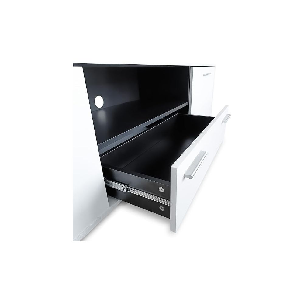 Mueble de salón y TV Composición para salón 200 Cm, blanco gran espacio almacenamiento