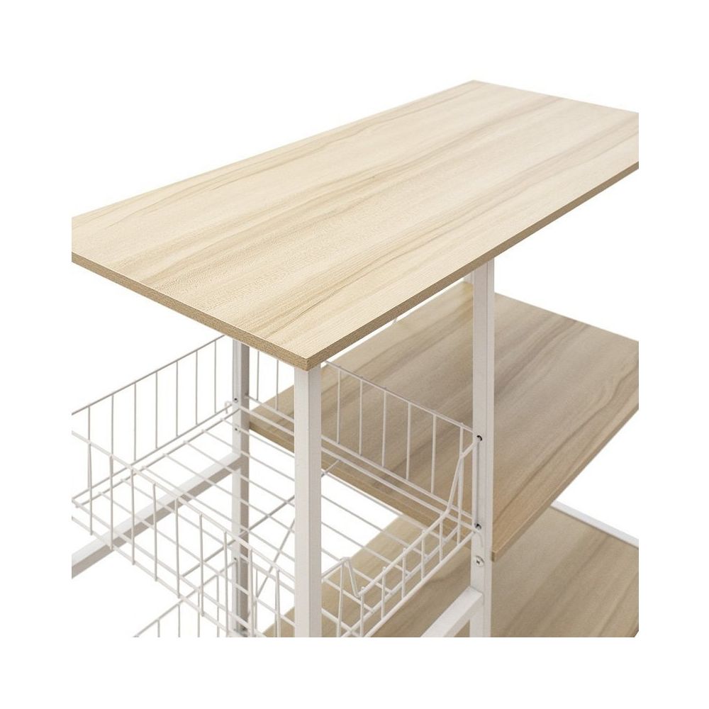 Estanteria de Cocina con 2 Cestas de Malla Metálica Blanca