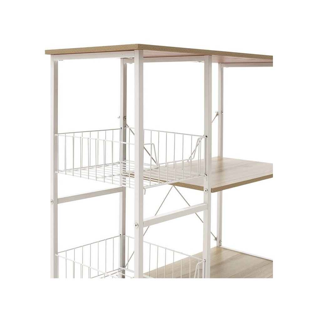 Estanteria de Cocina con 2 Cestas de Malla Metálica Blanca