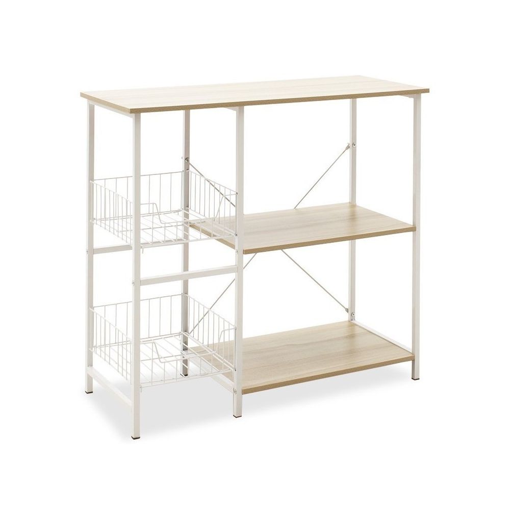 Estanteria de Cocina con 2 Cestas de Malla Metálica Blanca