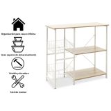 Estanteria de Cocina con 2 Cestas de Malla Metálica Blanca