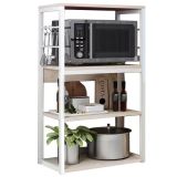 Estantería de Cocina Alta con Marco de Metal Blanco, Estante para microondas, 50x30x100 cm