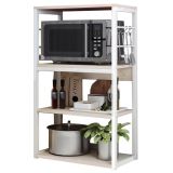 Estantería de Cocina Alta con Marco de Metal Blanco, Estante para microondas, 50x30x100 cm