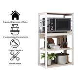 Estantería de Cocina Alta con Marco de Metal Blanco, Estante para microondas, 50x30x100 cm
