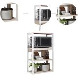 Estantería de Cocina Alta con Marco de Metal Blanco, Estante para microondas, 50x30x100 cm