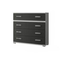 Comoda 4 Cajones, Color Blanco y Grafito, Medidas: 89 cm (Largo) x 89,6 cm (Alto) x 39,6 cm de (Fondo) Meyvaser