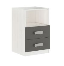 Mesita de noche - Dormitorio o Mesa Auxiliar Salón, Blanco y Negro Veteado, 47.5 x 73 x 39.6 Cm