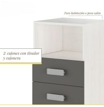 Mesita de noche - Dormitorio o Mesa Auxiliar Salón, Blanco y Negro Veteado, 47.5 x 73 x 39.6 Cm