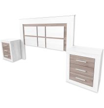 Pack Cabecero de 160 x 120 cm + 2 Mesitas de Noche, Colores Andersen y Pino Gris (para Cama de 135-140 o 160) – Meyvaser