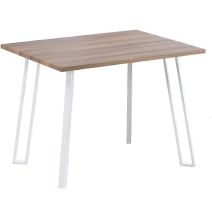 Conjunto Mesa y Sillas Comedor/Cocina: Mesa madera y Patas Metálicas Blancas (76x100x70 Cm) + 5 Sillas (80x40x55 Cm )