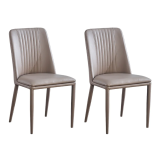 Pack 2 sillas tapizadas en Piel sintética Color Latte, Patas Metal, Medidas: Alto: 87cm Ancho: 50cm Profundidad: 53cm