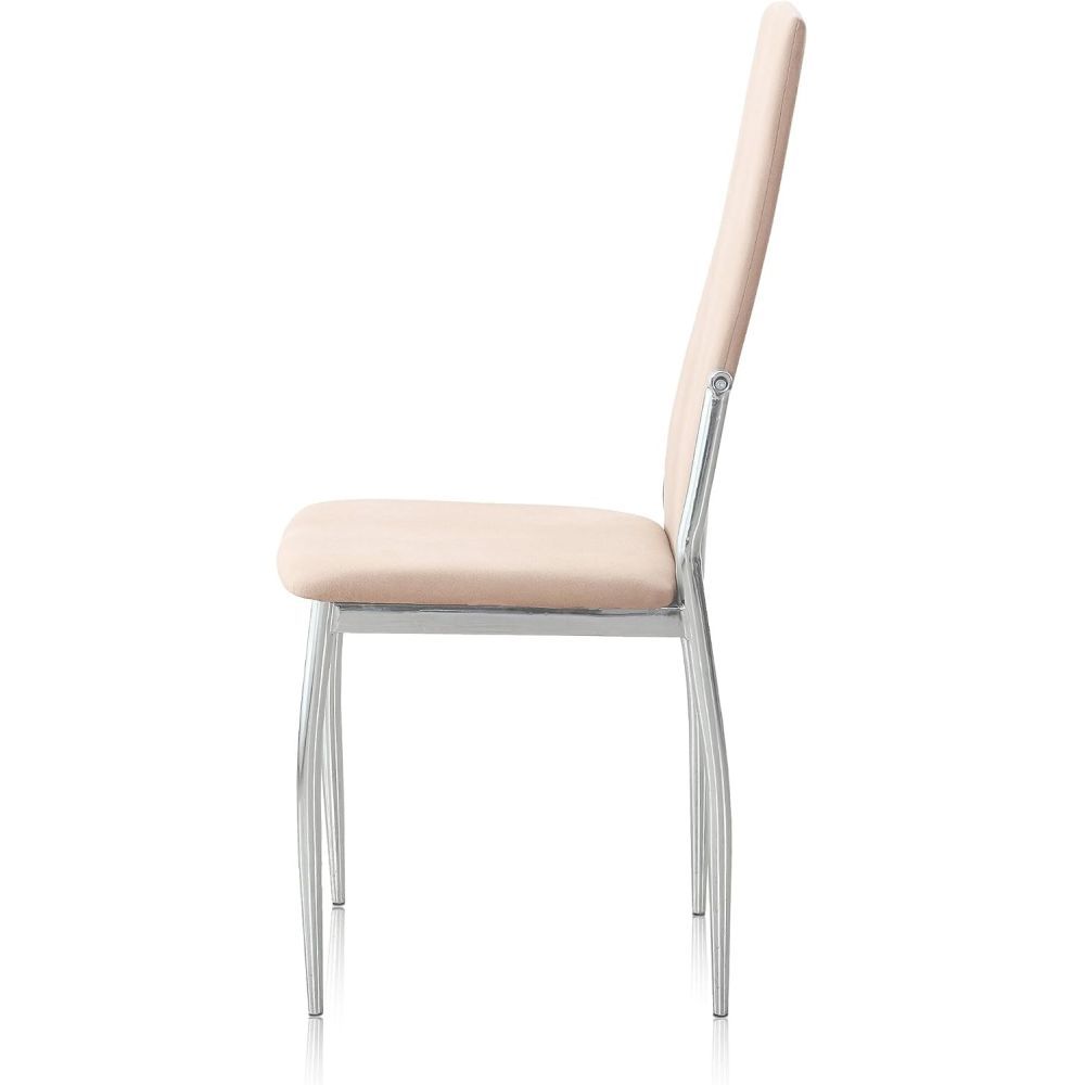Pack de 6 Sillas Tapizadas para Salón y Comedor – Acabado Beige en Aluminio, Medidas: 43 cm x 48 cm x 99,5 cm