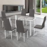 Pack de 6 Sillas Tapizadas para Comedor/Salón – Marengo y Patas Blancas en Aluminio, Dimensiones: 40 cm x 42 cm x 96 Cm