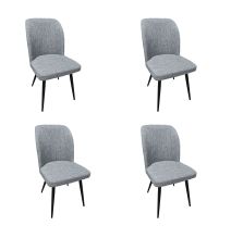 Pack de 4 Sillas Modernas para Comedor– Tapizado en Color Gris con Patas Metálicas Negras, Medidas: 46 cm x 55 cm x 92 cm