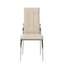6 Sillas Tapizadas en Tela Beige con Asiento y Respaldo Acolchados, Patas Cromadas - Medidas 45x46x100 cm
