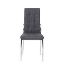 6 Sillas Tapizadas en Tela Gris con Asiento y Respaldo Acolchados, Patas Cromadas - Medidas 45x46x100 cm