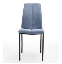 Juego de 4 Sillas con Estructura de Madera Tapizadas en Tela Azul Repelente al Agua y Patas Metálicas -Medidas 43x56x95 cm