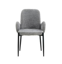 Juego de 2 Sillas con Brazos Tapizadas en Tela Gris y Patas Metálicas Negras - Medidas 60x57x88 cm