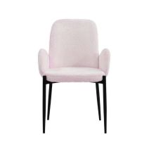 Juego de 2 Sillas con Brazos Tapizadas en Tela Rosa y Patas Metálicas Negras - Medidas 60x57x88 cm