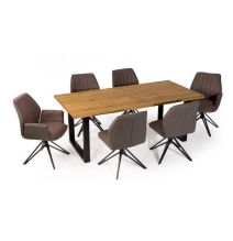 Pack de 2 Sillas con Respaldo y Asiento Tapizados en Tela Marron, Pata Metálica en Acabado Negro Mate, Medidas 62,5x52x93 cm