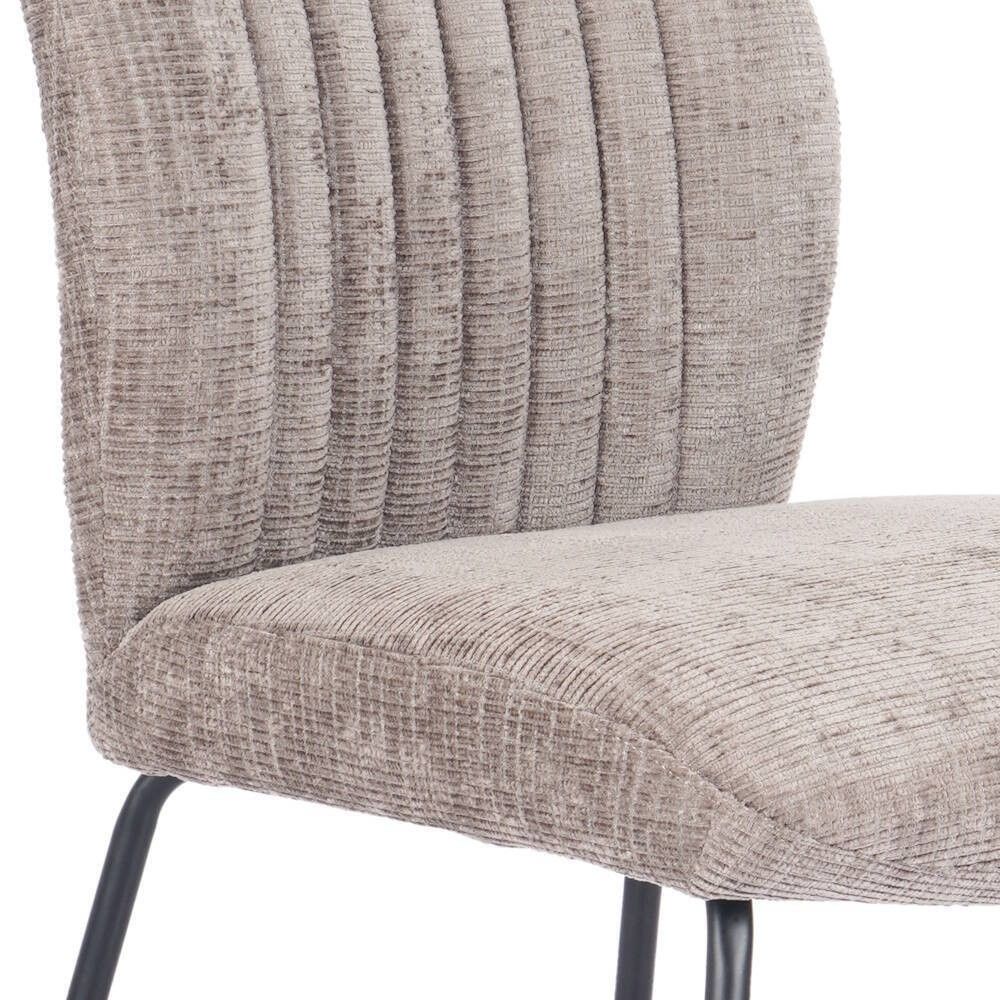 Pack de 2 Sillas Tapizadas en Tela Piedra con Patas en Acabado Negro, Asiento y Respaldo Ergonómicos, Medidas 61x47x89 cm