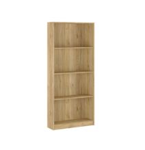 Meyvaser Librería estantería con cuatro baldas en madera color Mauvella para salón 180x80x24,5 cm