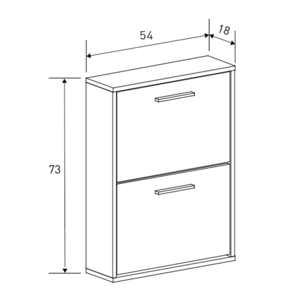 Zapatero con 2 Puertas, Mueble para Zapatos Estrecho en Color Mauvella, Medidas: 73 cm (Al) x 54 cm (Anc) x 18 cm (Fon)