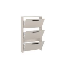Zapatero con 3 Puertas, Mueble para Zapatos Estrecho en Color Beige, Medidas: 115 cm (Alto) x 68,5 cm (Ancho) x 17 cm (Fondo)