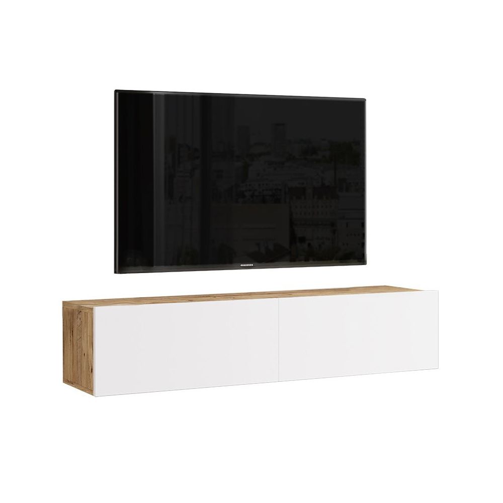 Mueble TV de Pared Blanco y Roble Sonoma 140x31,6x29,6 cm - 2 Puertas