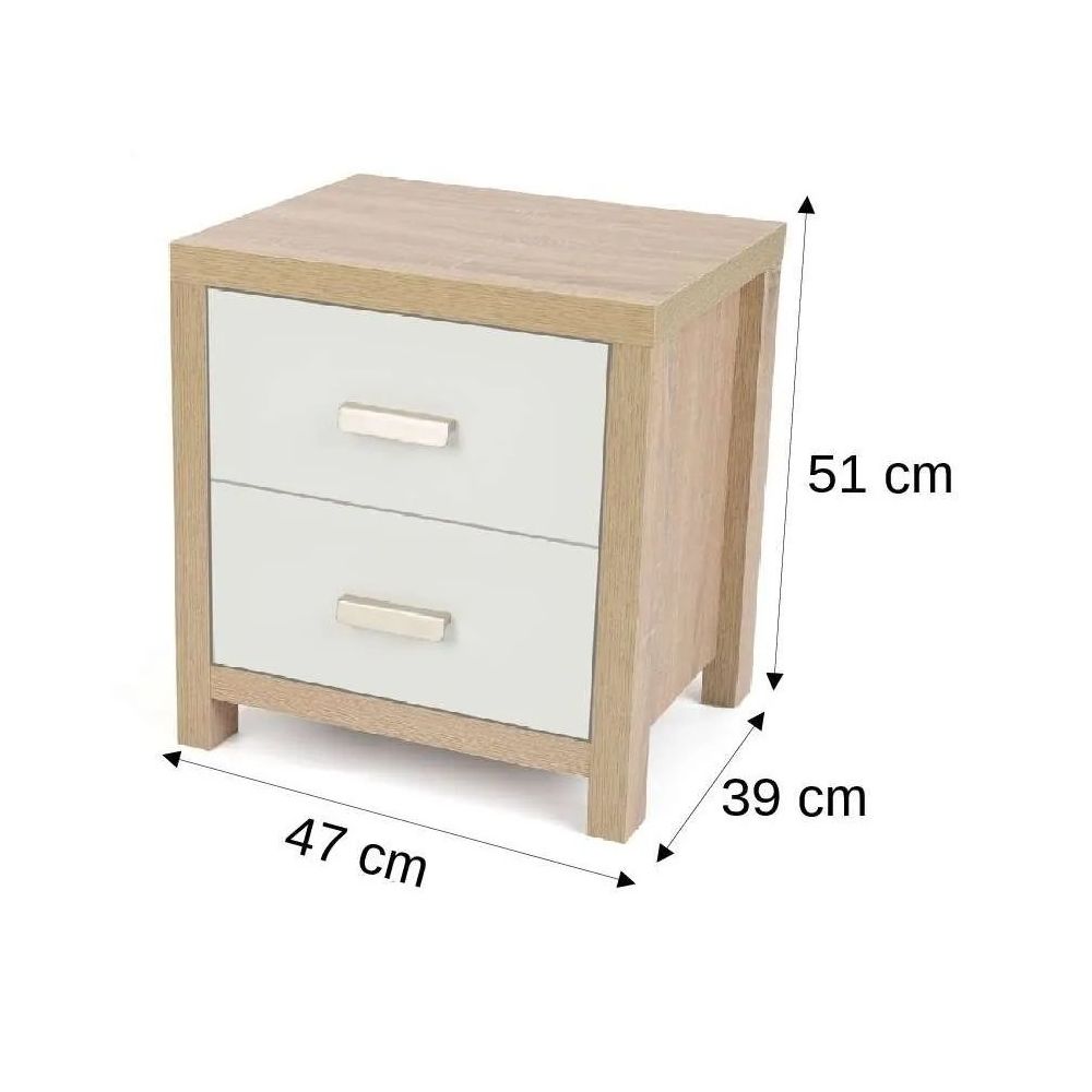 Mesilla de Noche 2 Cajones Color Cambria Blanco - ¡Compra Ahora!